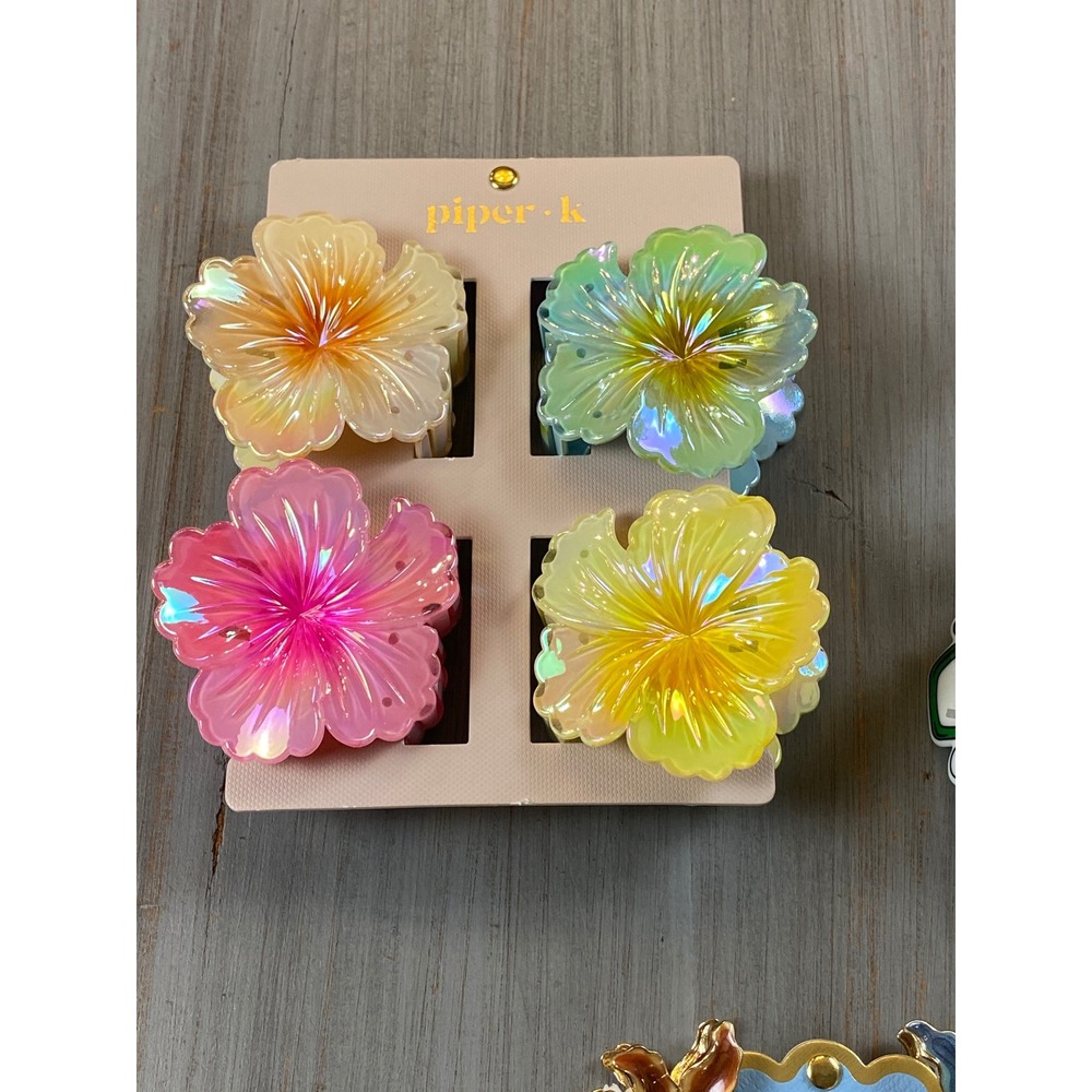 Piper K Sunday State Hair Claw Clip Bundle Floral Hibiscus St Patricks Day NEW - Picture 5 of 9